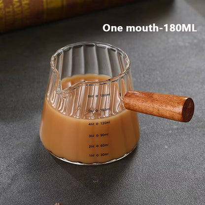 MiniLolo 90/120/180mL Wooden Handle Small Coffee/Milk Measuring Cup 