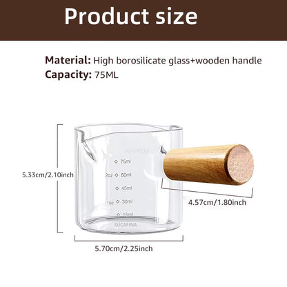 75Ml Heat-Resisting Glass Espresso Measuring Cup Double/Single Mouth Glass Milk Jug with Handle Glass Scale Measure Mugs