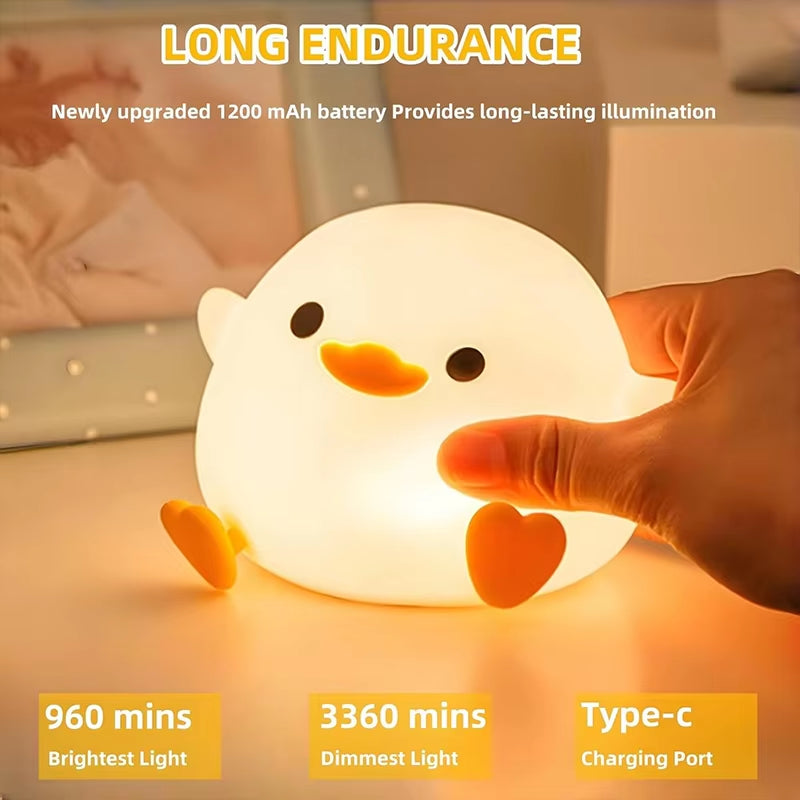 Dodo Duck Rechargeable Dimmable Night Light - Touch-Sensitive Silicone LED Lamp for Nursery