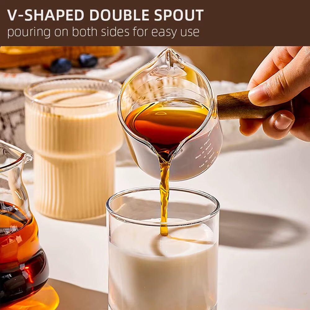 75Ml Heat-Resisting Glass Espresso Measuring Cup Double/Single Mouth Glass Milk Jug with Handle Glass Scale Measure Mugs