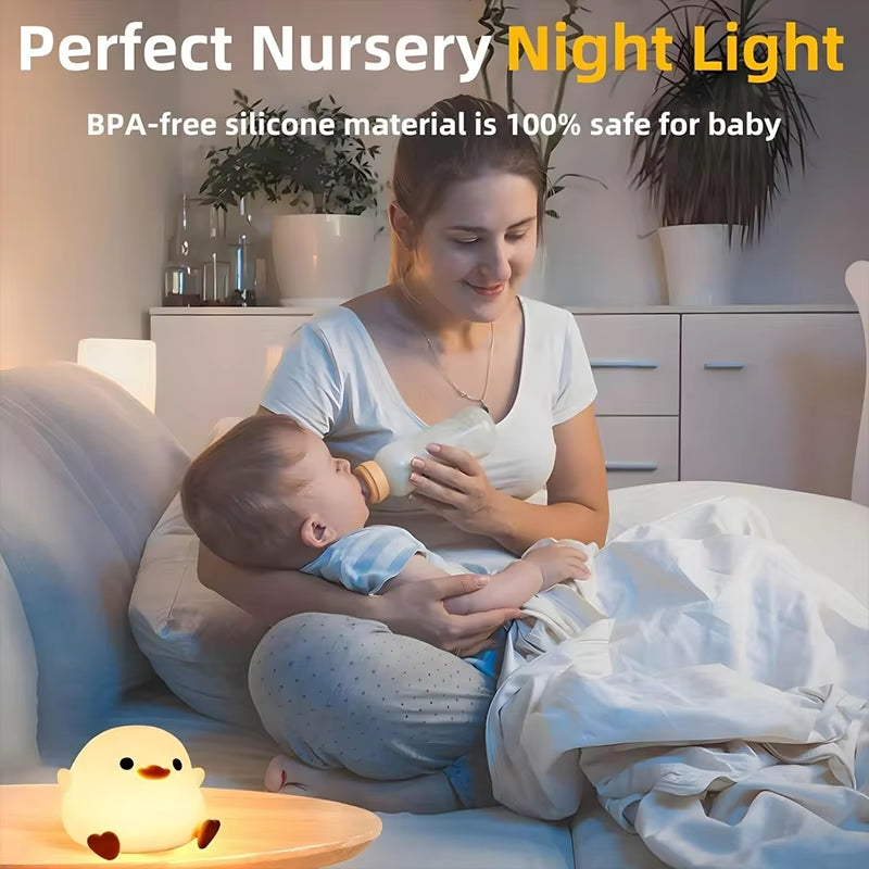 Dodo Duck Rechargeable Dimmable Night Light - Touch-Sensitive Silicone LED Lamp for Nursery