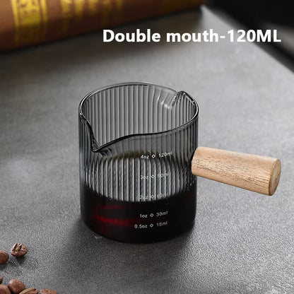 MiniLolo 90/120/180mL Wooden Handle Small Coffee/Milk Measuring Cup 