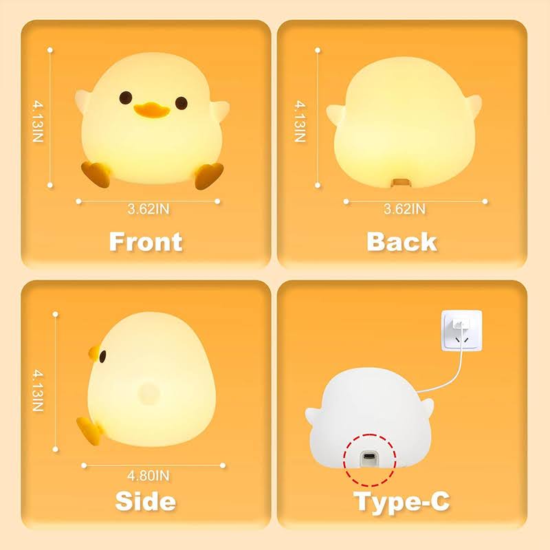 Dodo Duck Rechargeable Dimmable Night Light - Touch-Sensitive Silicone LED Lamp