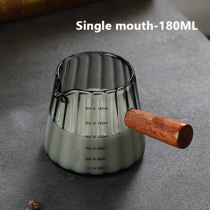 MiniLolo 90/120/180mL Wooden Handle Small Coffee/Milk Measuring Cup 